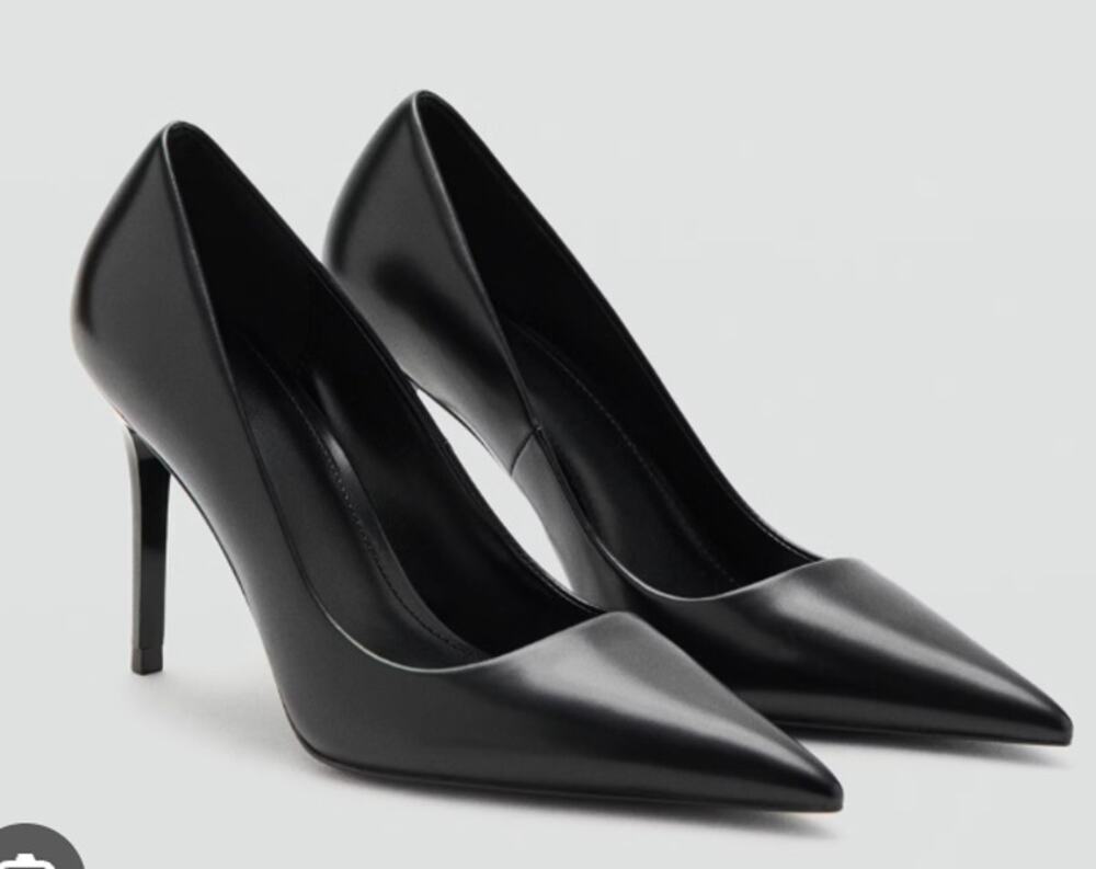 NWOB Mango Faux LEather Black Stiletto Pump Heel Shoe Size 36